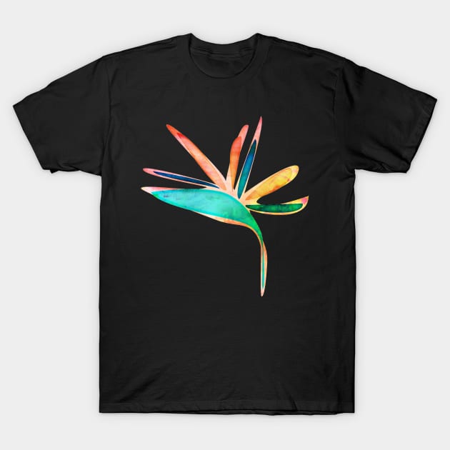 Bird of Paradise watercolor Flower T-Shirt by bruxamagica